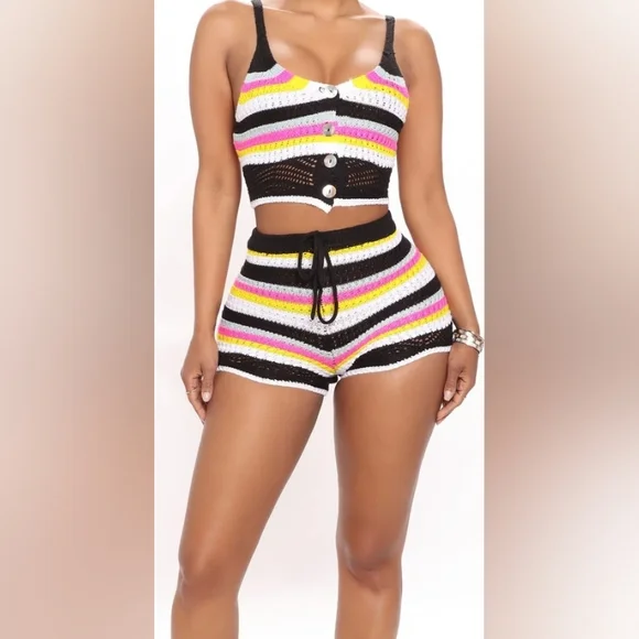 Jolie & Jay Crochet Tank Top & Shorts Set Women's XL NWT - Picture 1 of 12